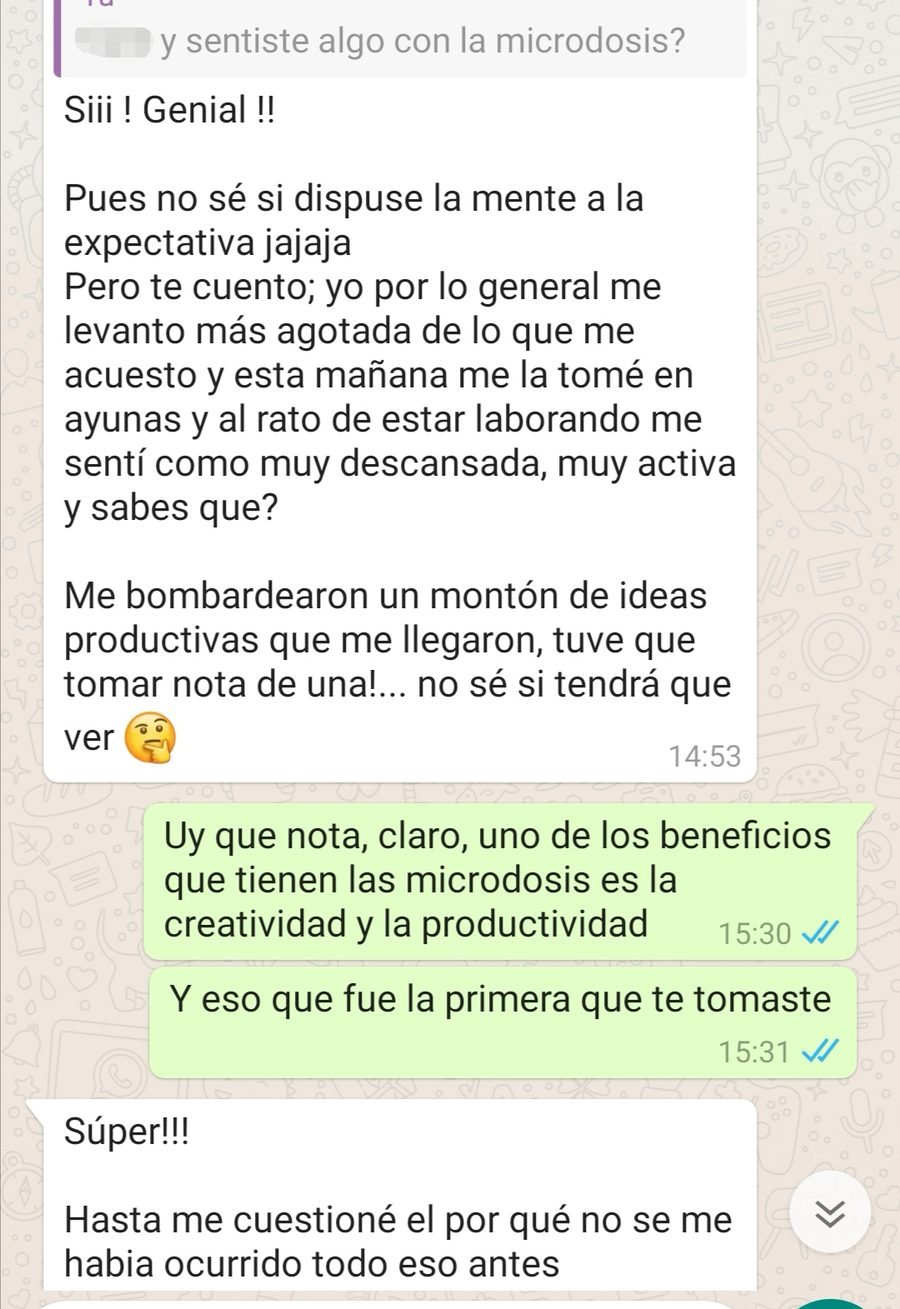 Captura de la conversación, con los datos de la persona recortados