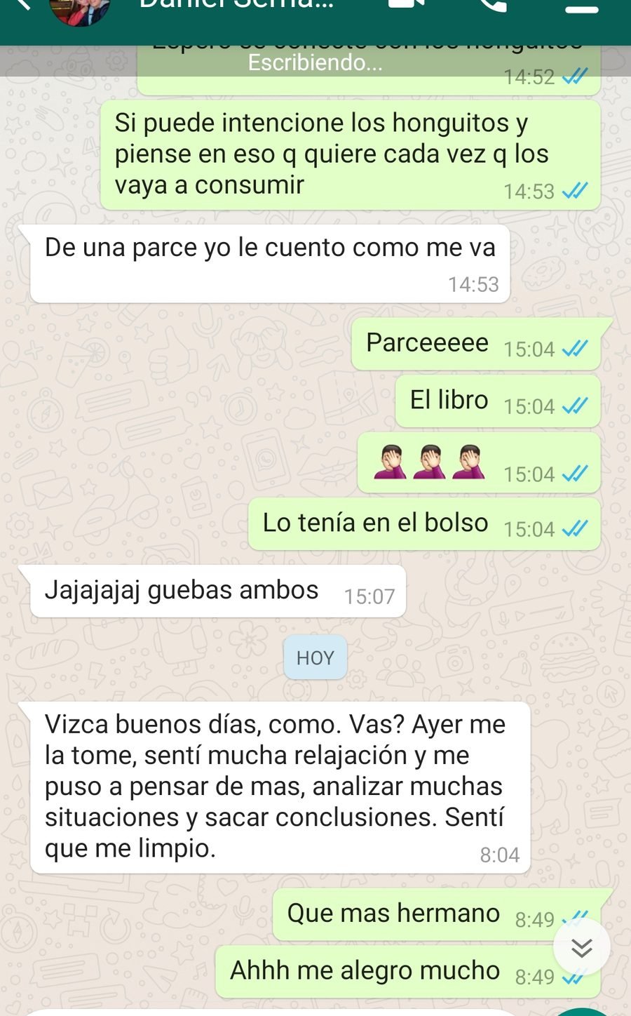 Captura de la conversación, con los datos de la persona recortados